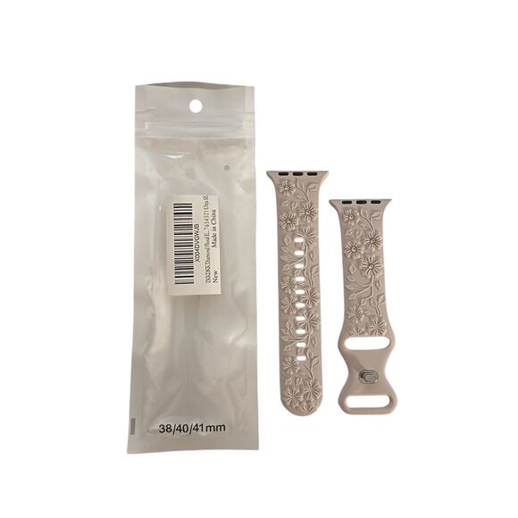 Floral Silicone Watch Band – Beige (38mm/40mm/41mm Compatible) - Picture 2 of 3